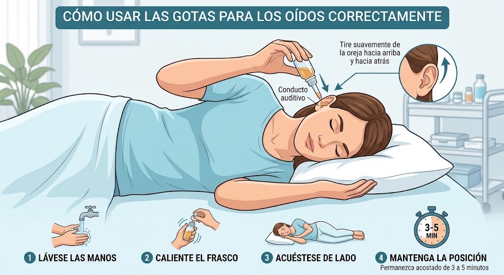 Infografía: cómo usar las gotas para los oídos correctamente
