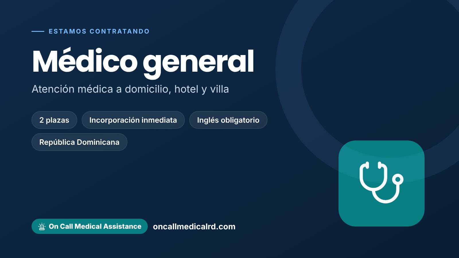 Vacante de médico general para atención a domicilio en República Dominicana